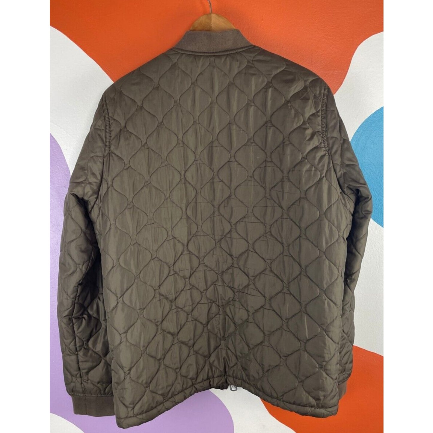 Abercrombie & Fitch Military Quilted Lined Jacket Men Large Green Fleece Outdoor