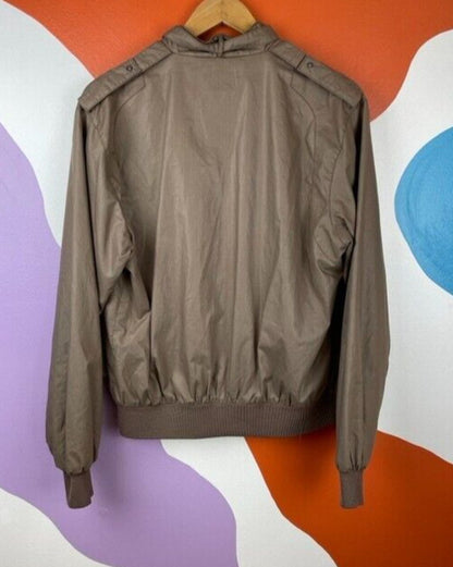 80s Bull Run Bomber Jacket Medium Brown Full Zip