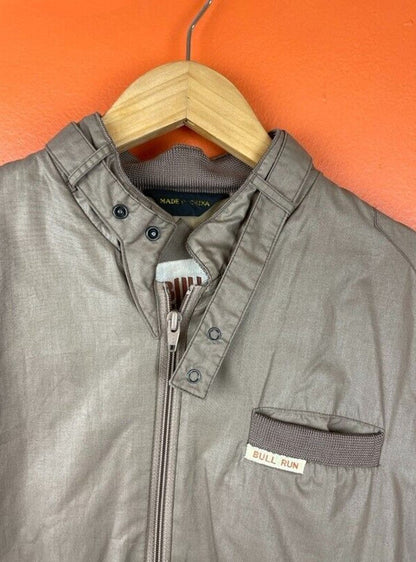 80s Bull Run Bomber Jacket Medium Brown Full Zip