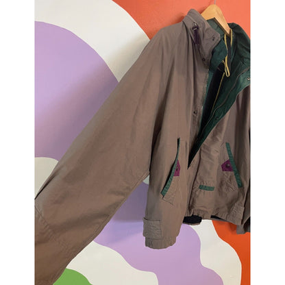VTG Brambilla Overcoat Jacket Mens Medium Brown Full Zip Packable Utility Y2K