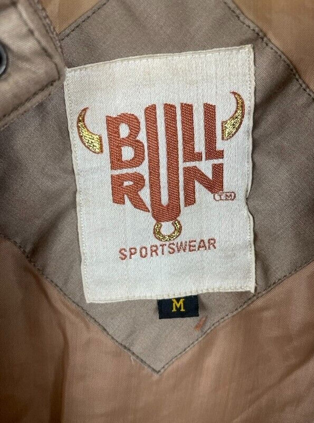80s Bull Run Bomber Jacket Medium Brown Full Zip
