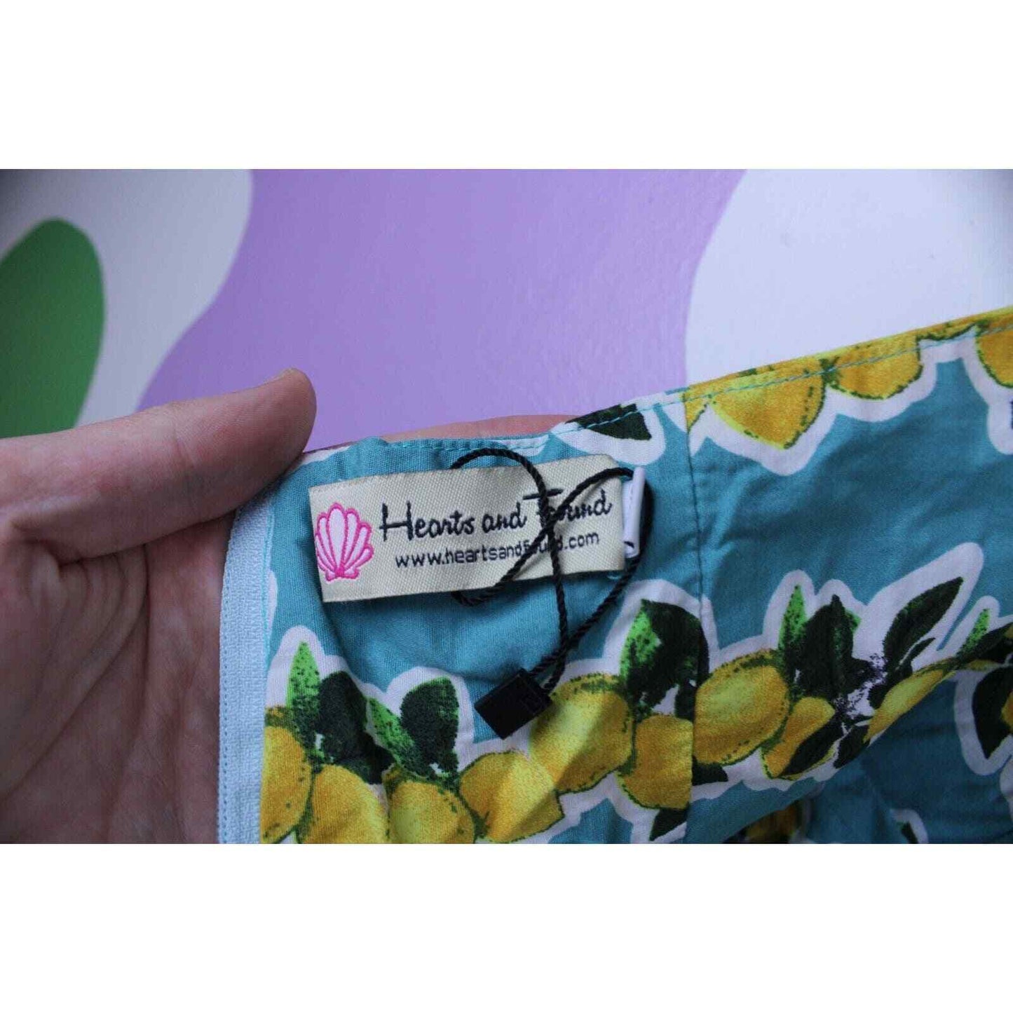 Lemon Print Dress Women's XL Hearts & Roses Dress Halter Button Front Back Zip