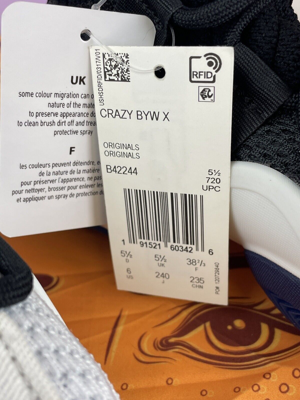 Adidas Crazy BYW Size 6 Sneakers B42244 2018 Basketball Boost Originals