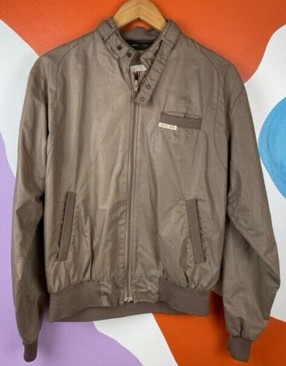80s Bull Run Bomber Jacket Medium Brown Full Zip