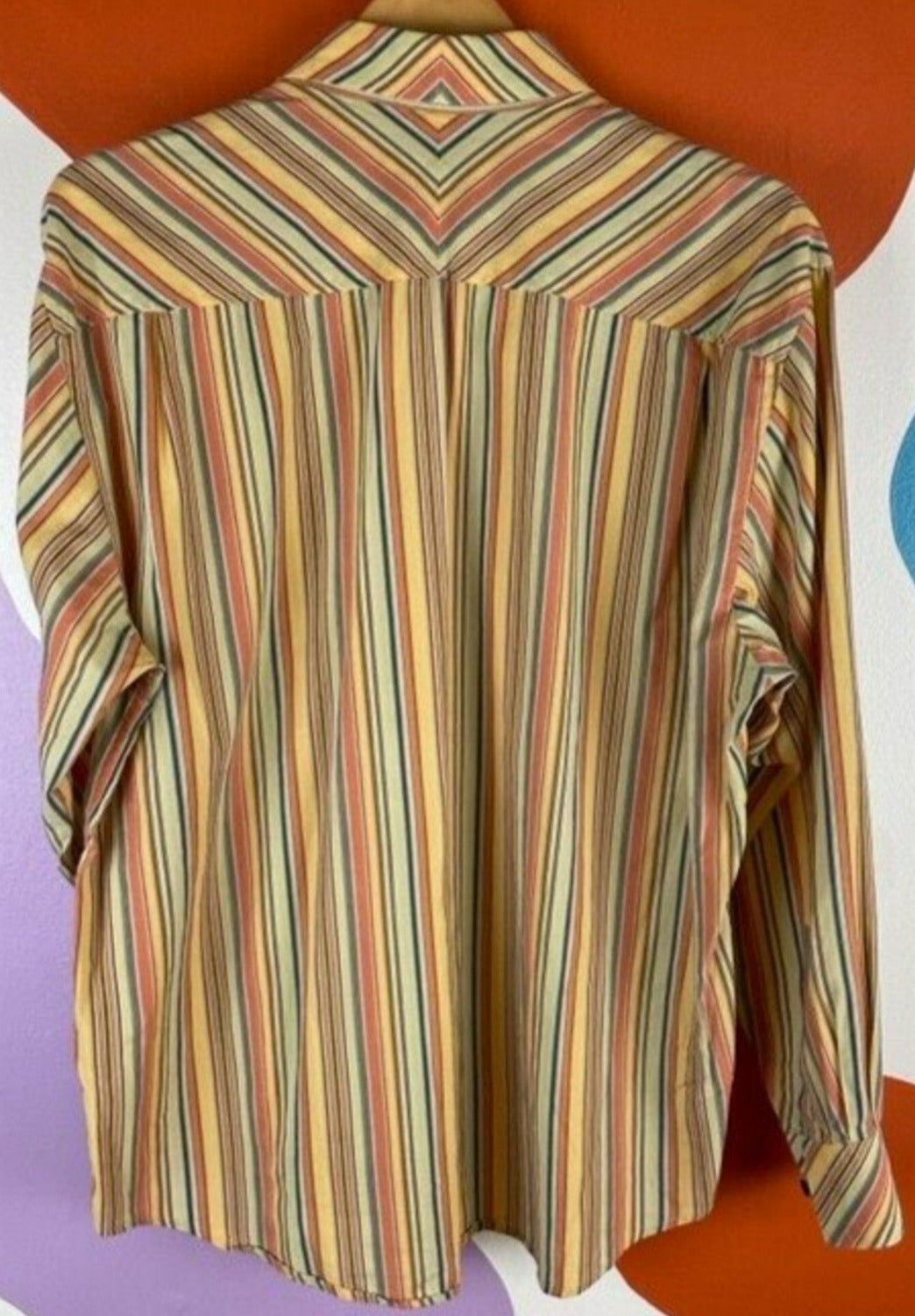 6A Axis Button Up Medium Retro Vertical Stripe