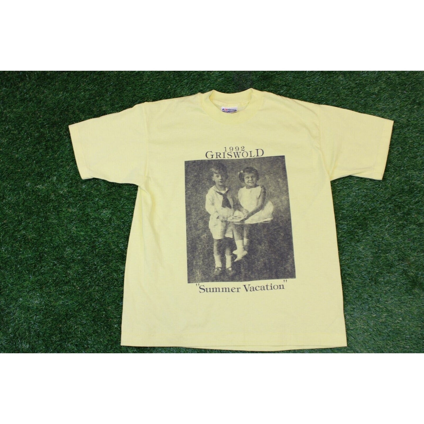 Hanes Fity Fifty Shirt Adult Medium Griswold Summer Vacation 1992 90s Yellow