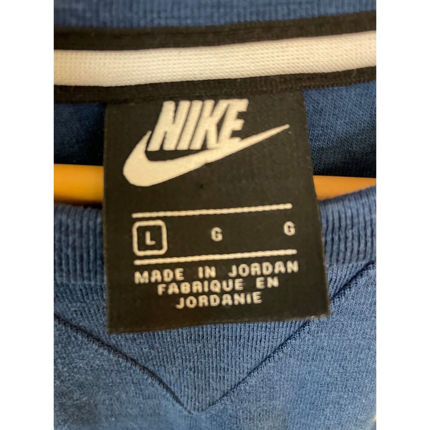 Nike Sweatshirt Men's Large Y2K Black Tag Blue Long Sleeve Crew Neck Swoosh