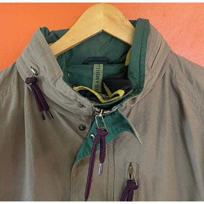 VTG Brambilla Overcoat Jacket Mens Medium Brown Full Zip Packable Utility Y2K