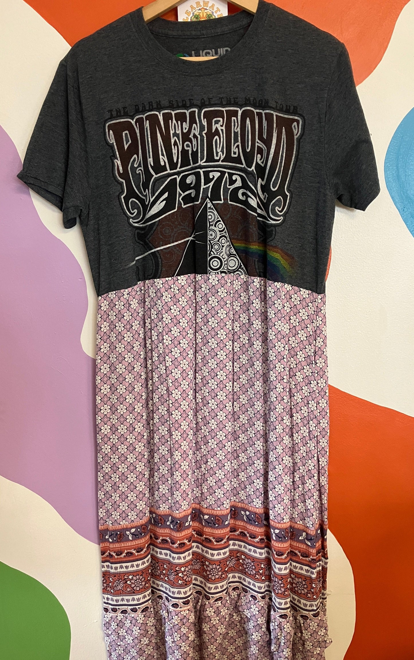 Pink Floyd Liquid Blue Upcycled T Shirt Dress x Retro Chic Fashionista