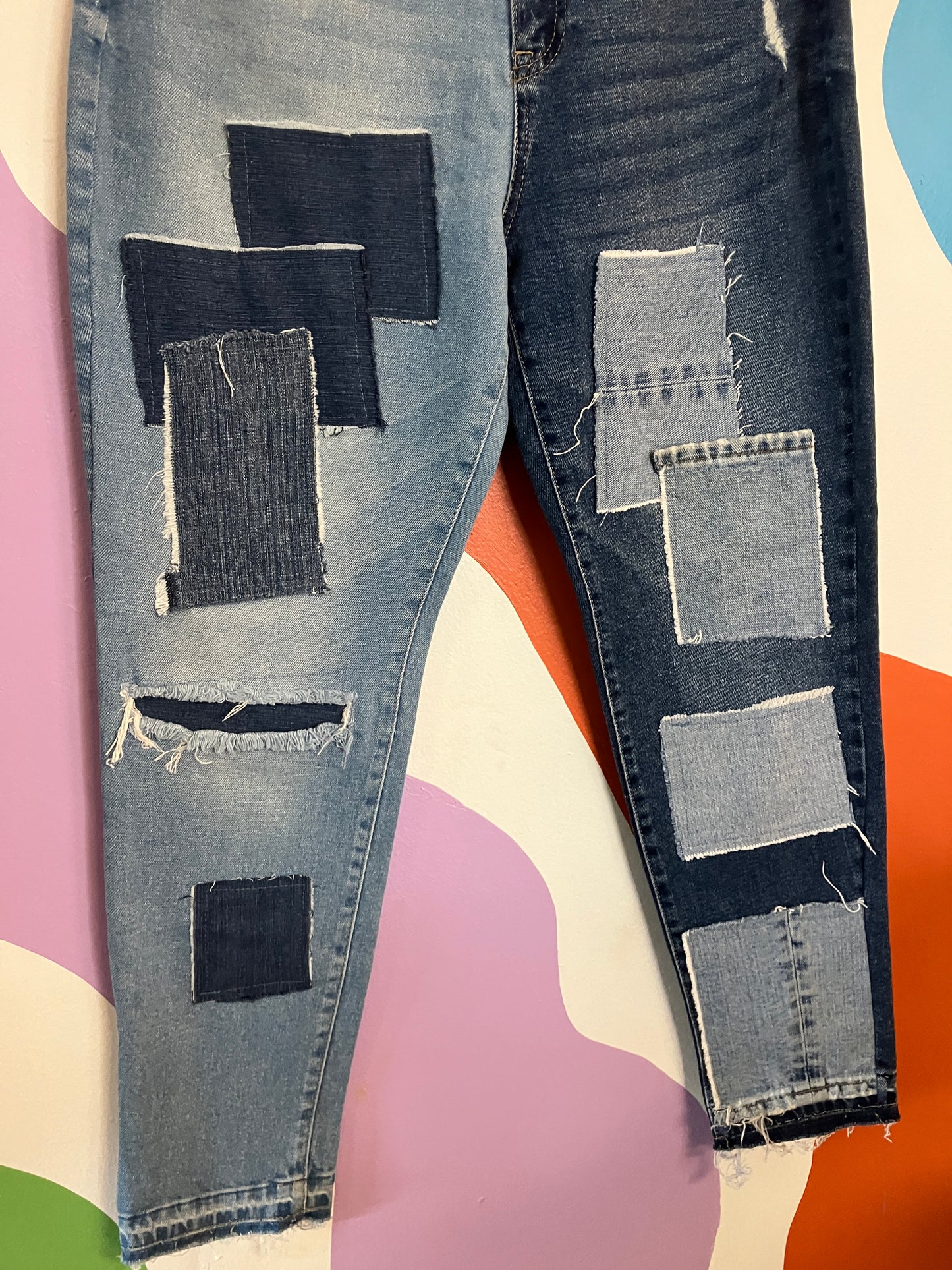 Denim Patchwork Mom Jeansx Retro Chic Fashionista