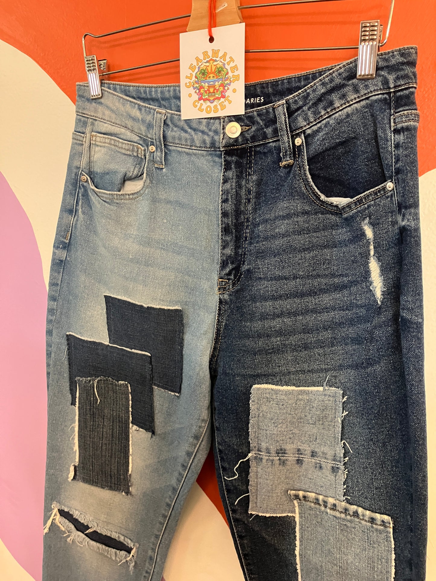 Denim Patchwork Mom Jeansx Retro Chic Fashionista