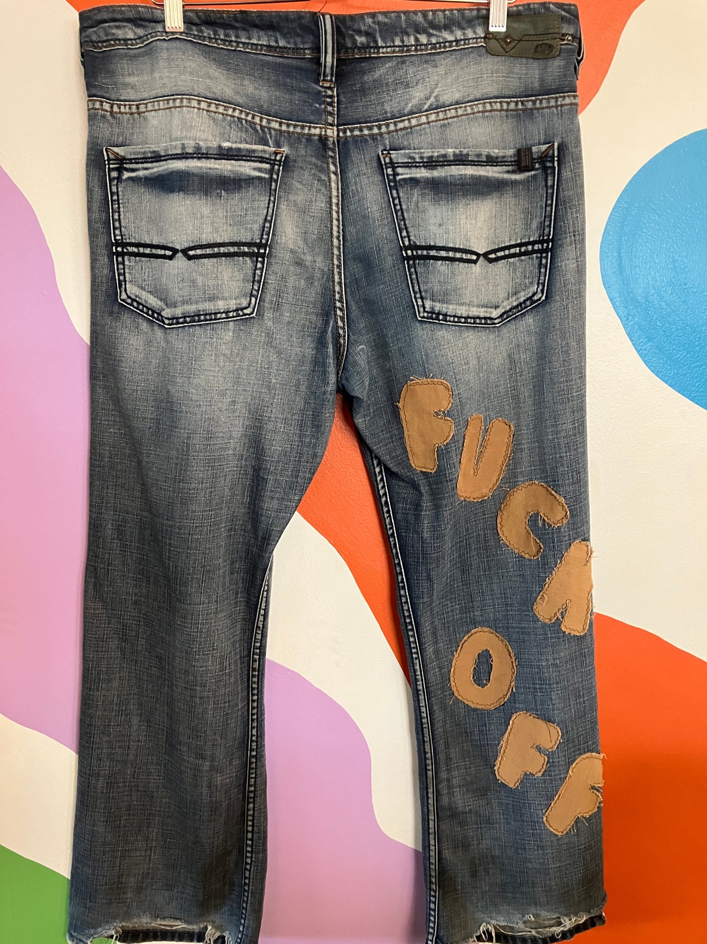 Fuck Off Custom Upcycled Jeans x Retro Chic Fashionista