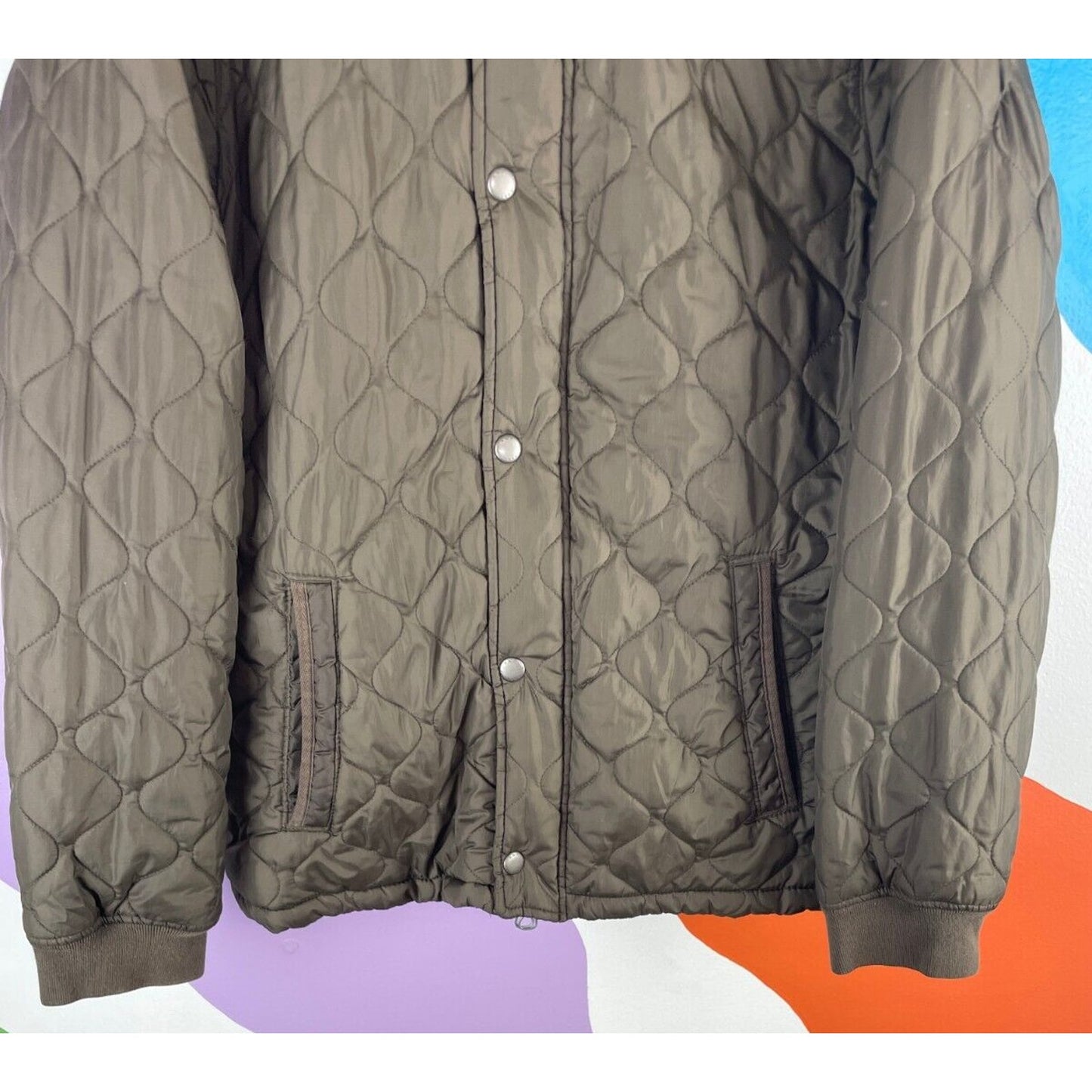 Abercrombie & Fitch Military Quilted Lined Jacket Men Large Green Fleece Outdoor
