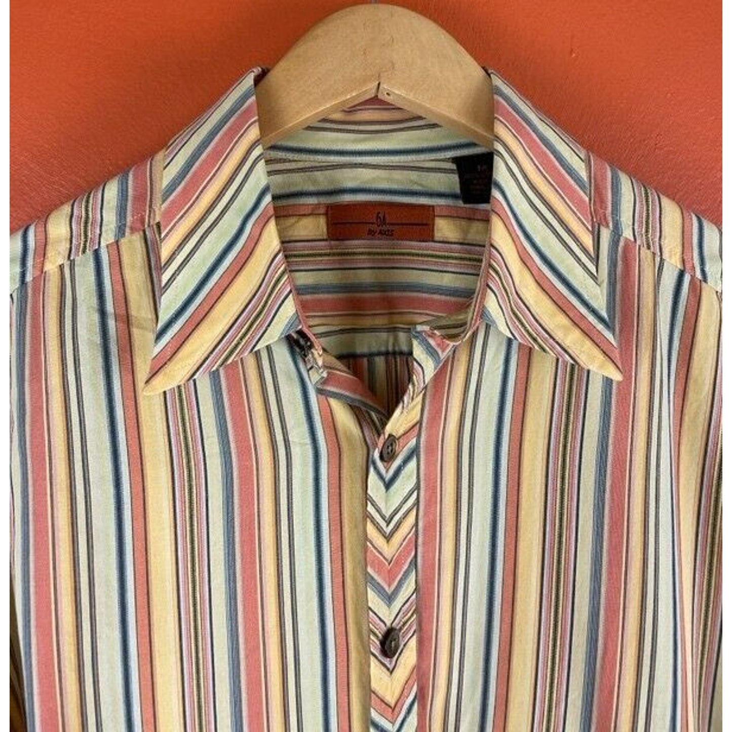 6A Axis Button Up Medium Retro Vertical Stripe