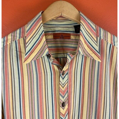 6A Axis Button Up Medium Retro Vertical Stripe