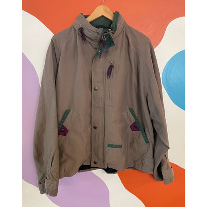 VTG Brambilla Overcoat Jacket Mens Medium Brown Full Zip Packable Utility Y2K