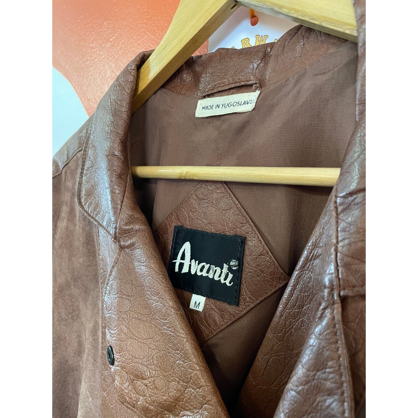 Avanti Real Leather Moto Jacket Womens Medium Brown Snap 80s Yugoslavia