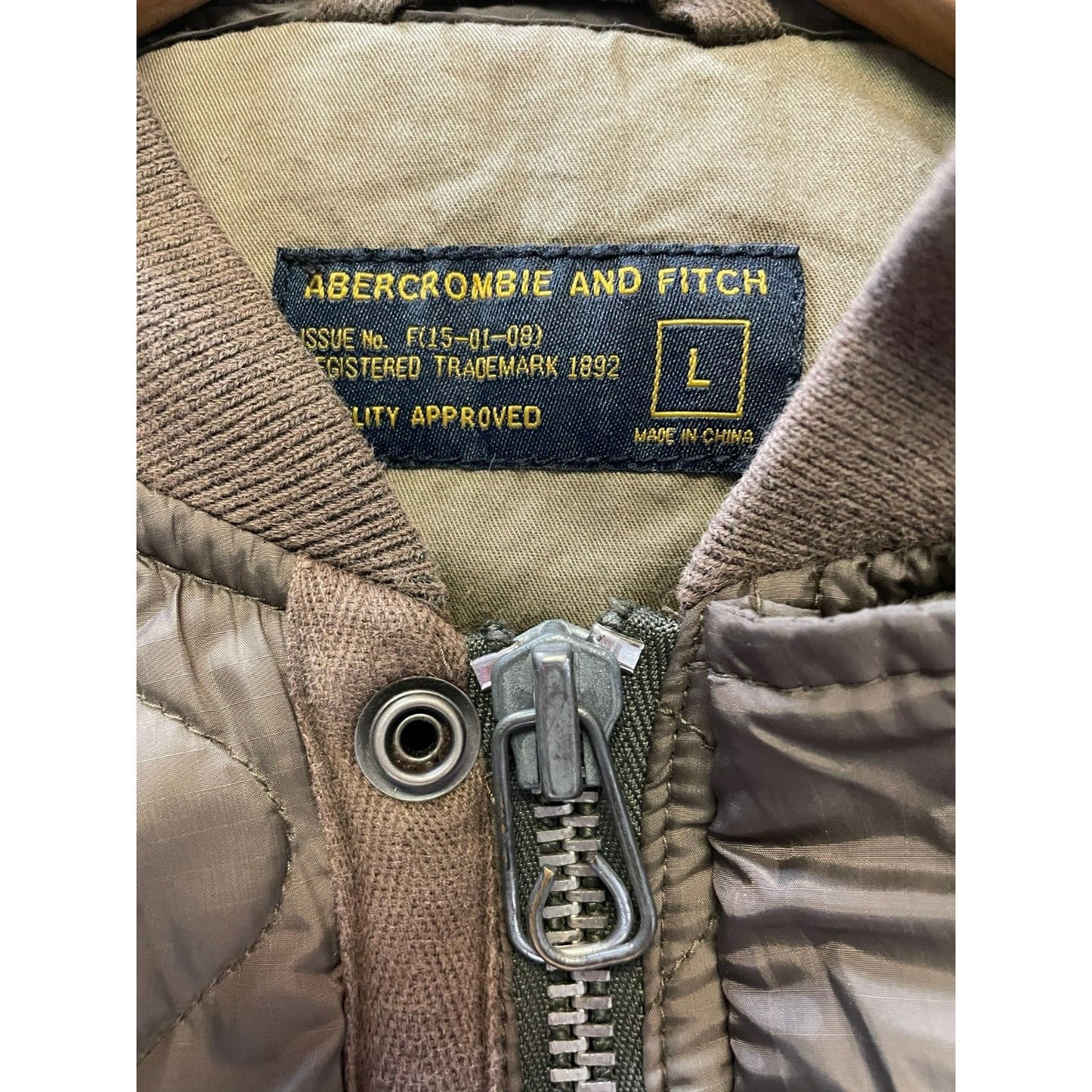 Abercrombie & Fitch Military Quilted Lined Jacket Men Large Green Fleece Outdoor